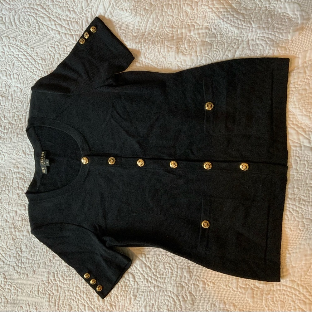 St. John Santana Knit Short Sleeve Cardigan